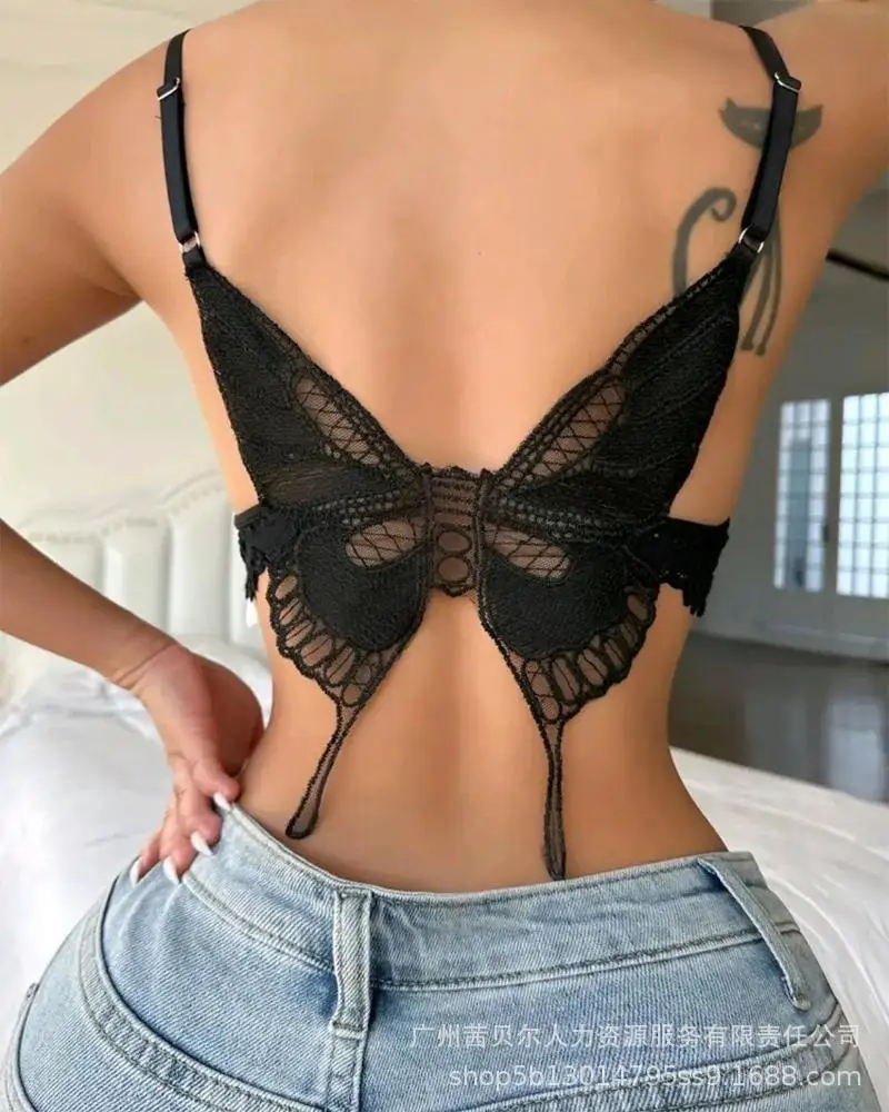 

Embroidery Butterfly Decor Lace Bralette Women Sexy Black Summer Spring TOp Bralette Bra