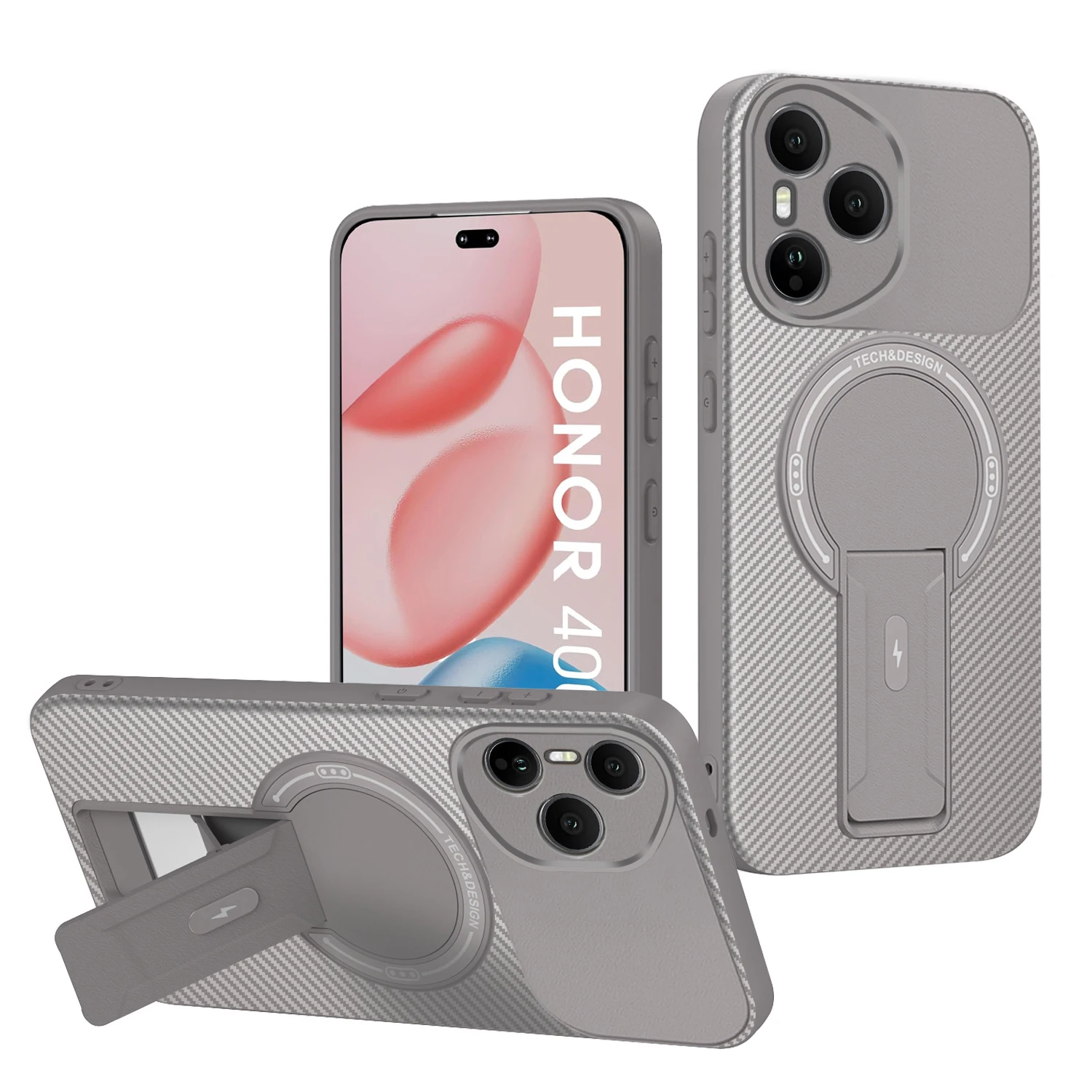 Luxury Magnetic Carbon Stand Case | Wireless Charging Phone Back Cover