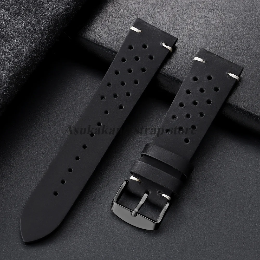 Vintage Cowhide Leather Watch Strap - Black Brown Universal Watchband