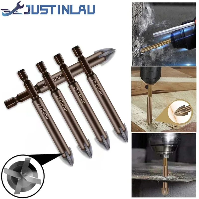Set 5 Punte Eccentriche A 4 Taglienti VEGCOO, 6-12 Mm, Per Piastrelle, Vetro, Cemento E Legno