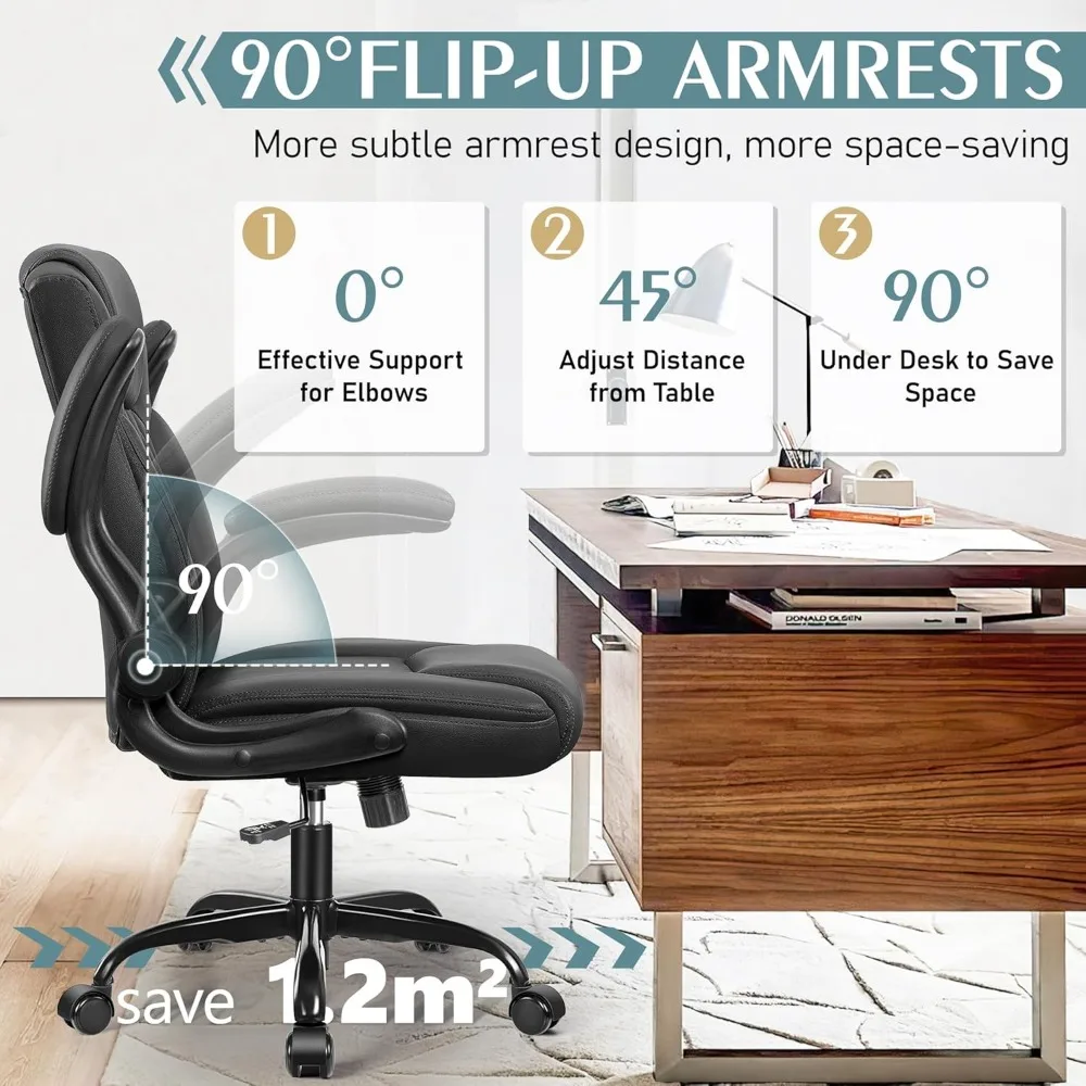 Leather Office Chair, PU Home Computer Desk Chairs with Ergonomic Back Support, 360°Swivel Free，Small Gmaing Chair 4