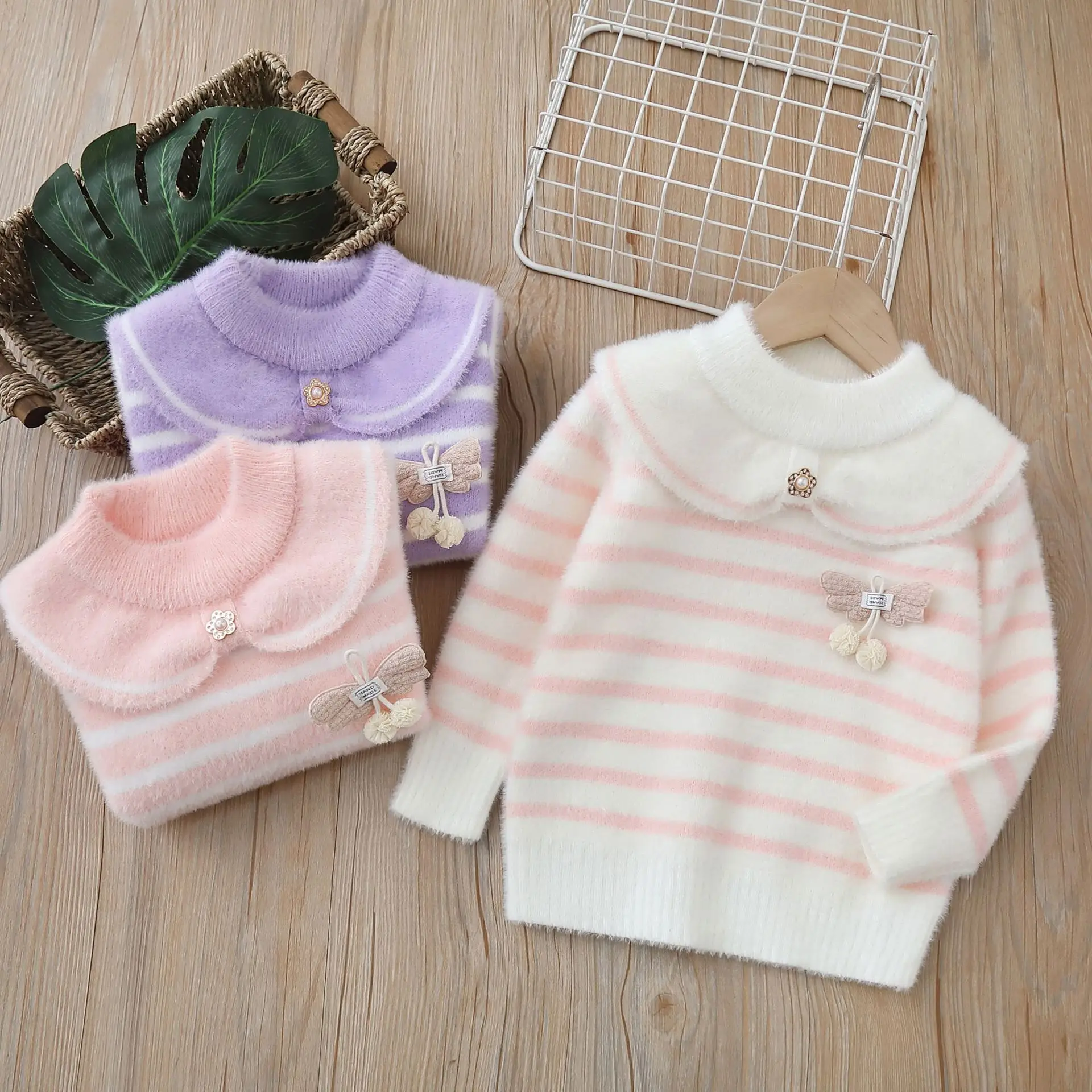 

Girls Woolen Jersey Sweaters Spring Autumn 2024 Children Knitted Sweathsirts For Baby Outerwear Kids Pullover Sweater Coats 5 6Y