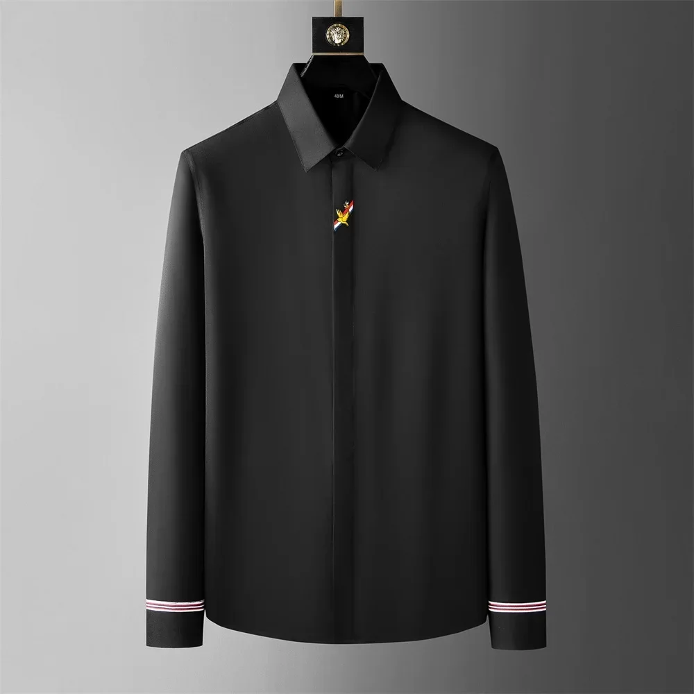 Description Picture 4 of itemBrand Clothing Luxury Embroidery Shirts Men Long Sleeve Slim Fit Casual Shirts High-quality Business Social Party Tuxedo Blouse