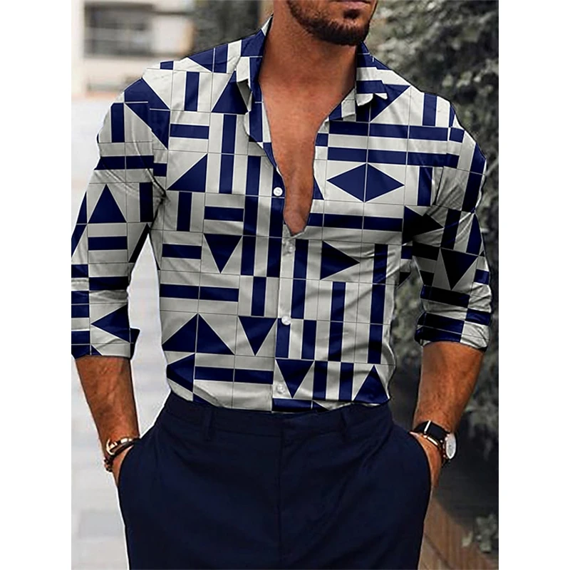 

Luxury Vintage Shirts For Men Oversized Casual Shirt Plaid Print Long Sleeve Tops Men's Clothing Prom Party Cardigan Blouses New