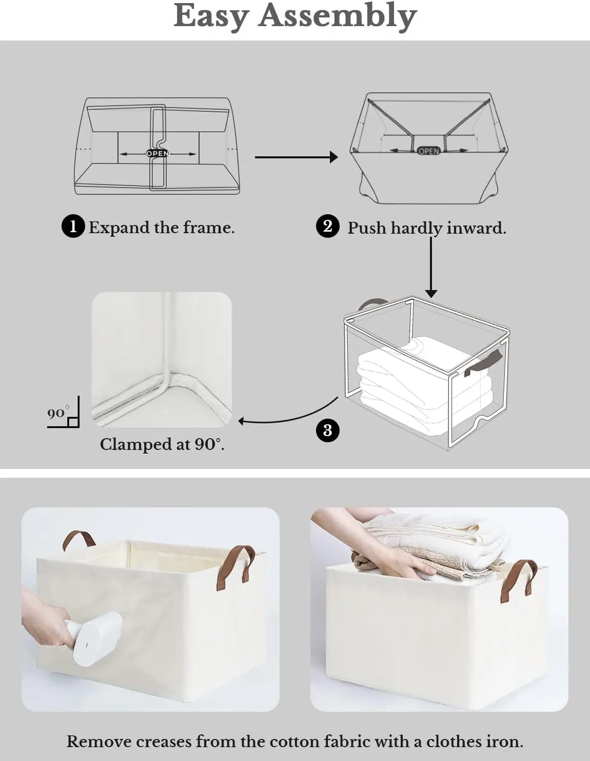 Storage Bins, Fabric Storage Bins for Shelves, Storage Baskets with Metal Frame, Closet Baskets and Bins with Handles 5