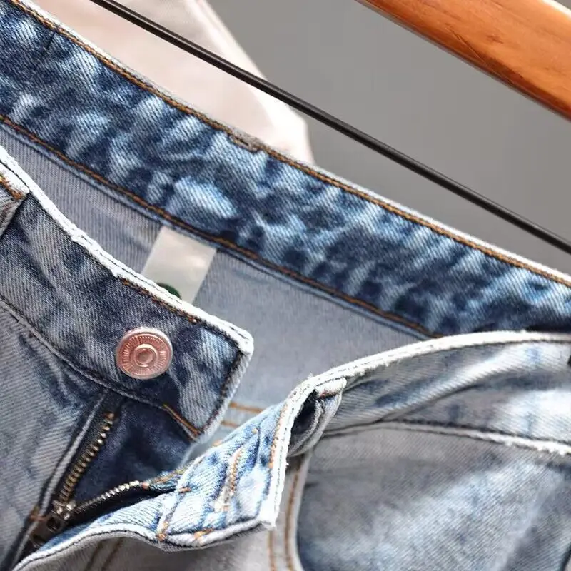 Men Ripped Jean Distressed Jeans Denim Washed Ankle Length Pencil Pants Spliced Patchwork Jeans Skinny Holes High Street