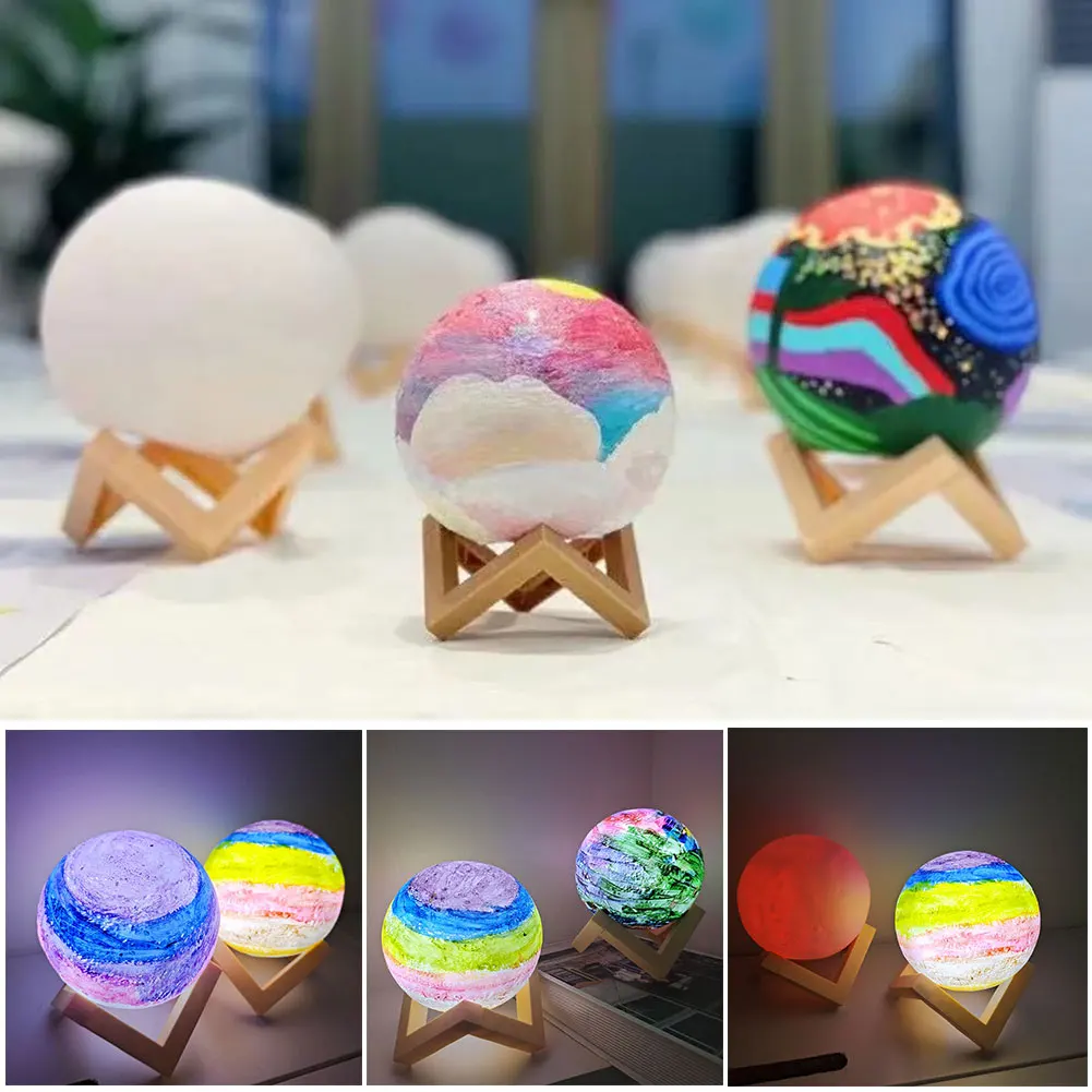 3D Print Moon Lamp Battery LED Night Light Warm Color Moon Lamp Children's Night Lamp Bedroom Decoration Birthday Gifts