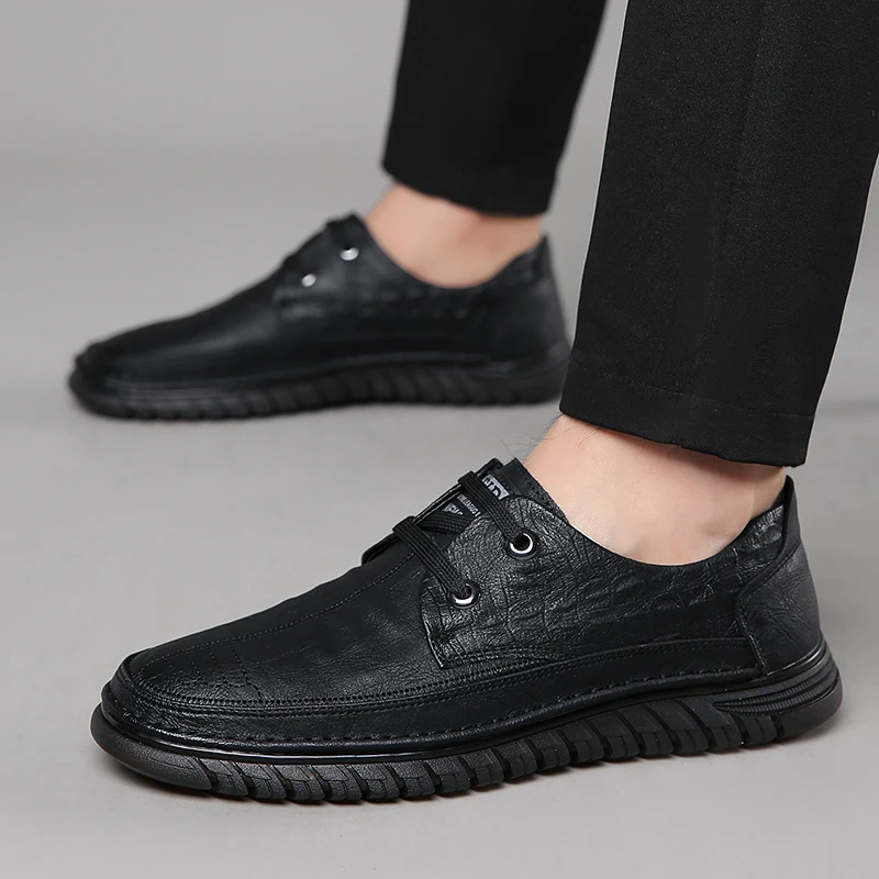 

High Quality Man Popular Casual Leather Shoes Genuine Leather Formal Shoes Men Lace Up Office Business Casual Four Seasons Shoes