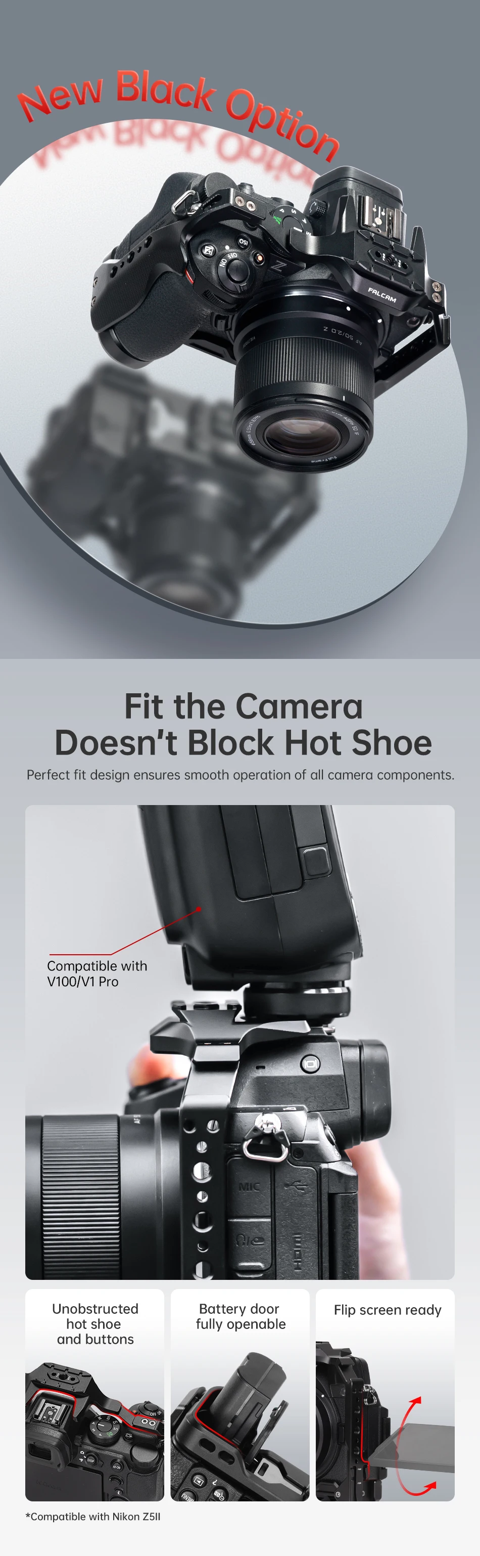 Cage for Nikon Z5ii Compatible with F22&F38&F50 Quick Release Ecosystem Full fra