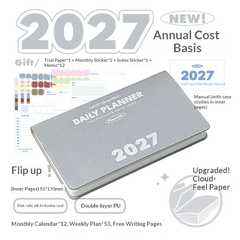 Premium Daily Planner: 12-Month Schedule Agenda Book for Work and Study - Office Stationery Supplies