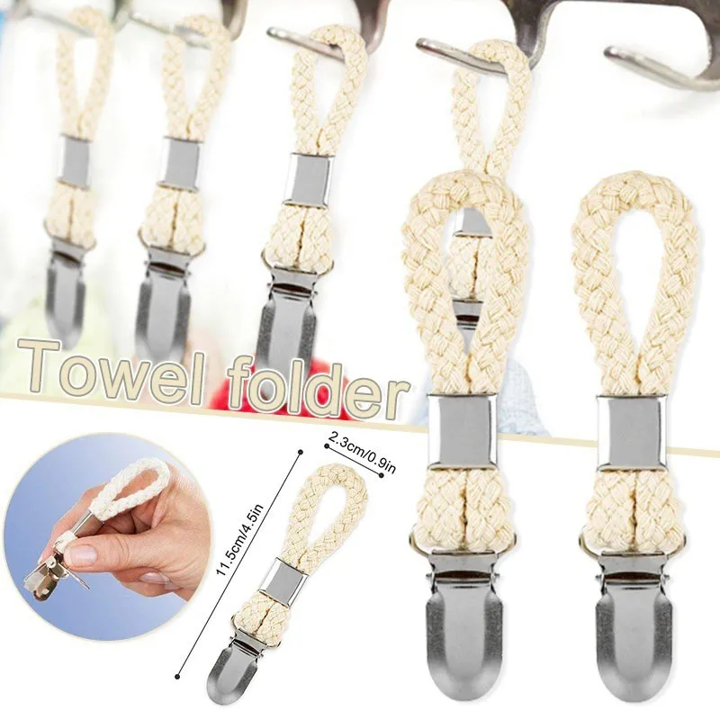 Woven Cotton Rope Loop Towel Clip Pendant Hanger For Towels Bathroom Towel Clip Hangers Home Decorative Bathroom Accessories towel rack