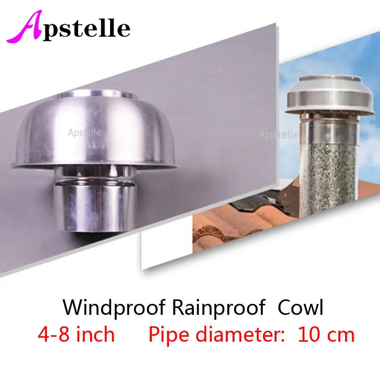 Apstelle 1Pcs 4-8 Inch Weatherproof Mushroom Air Vent Roof Vent Cap Cover 5" / 6" Chimney Caps Cover Aluminum Self-color Cowl