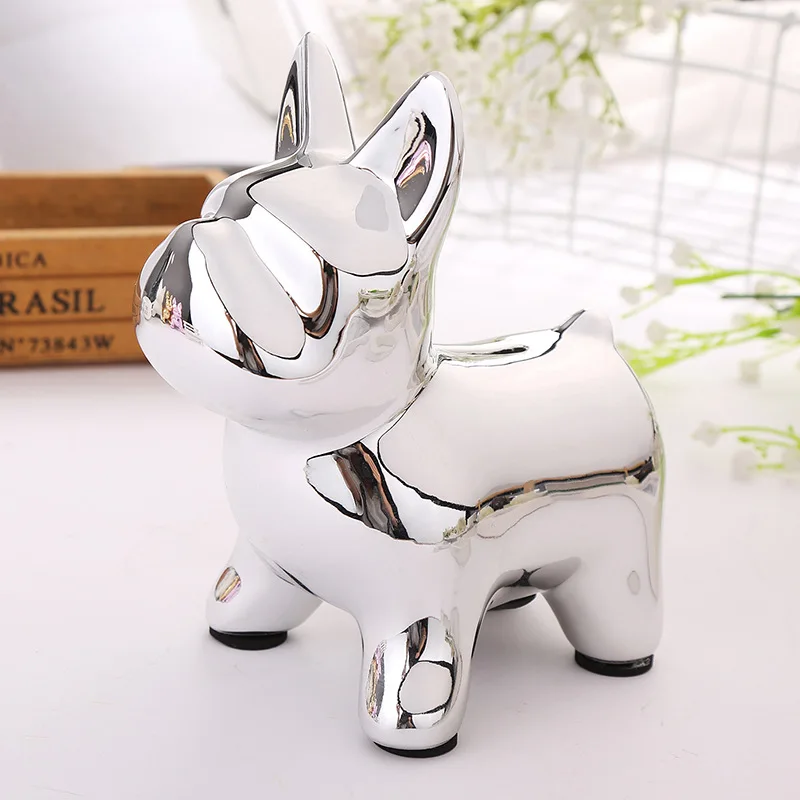 European Ceramic Crafts Bulldog Piggy Bank Home Decor Cute Piggy Bank Ornaments Creative Bulldog Money Box 4