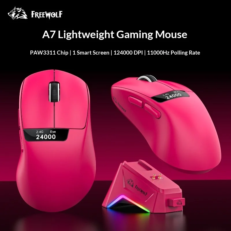 프리울프 무선 블루투스 트라이 모드 게이밍 마우스 (충전 독 포함), CS2 및 발로란트용