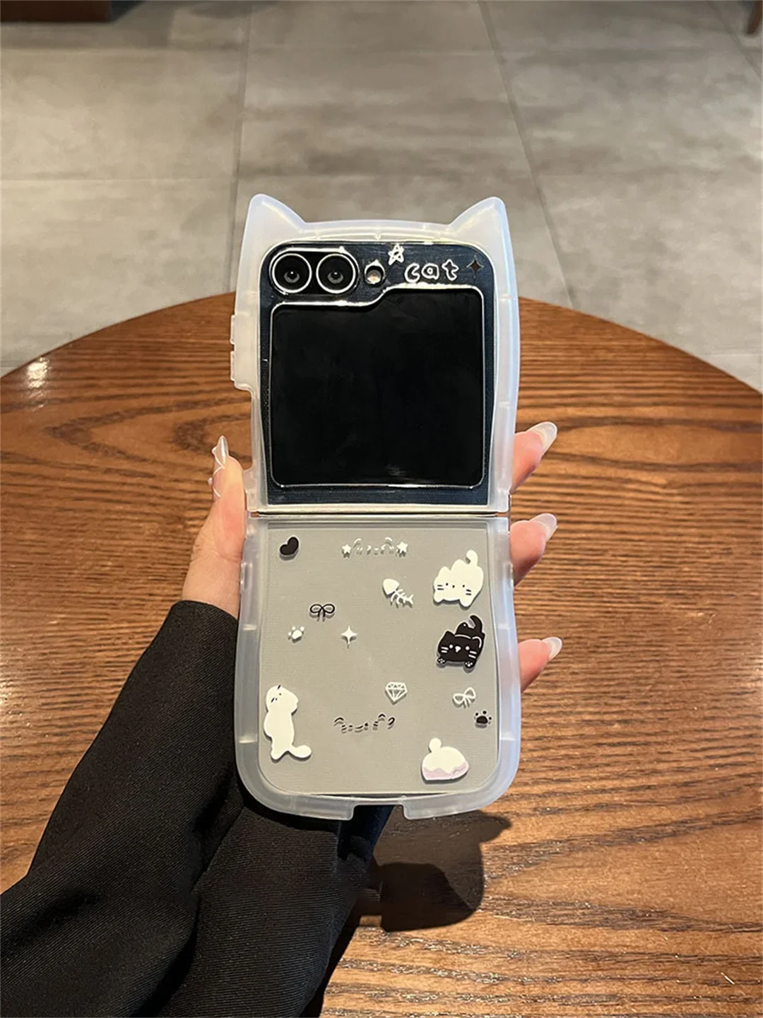 Korean Cute Cat Ear Edge Painting Shockproof Kitty Case