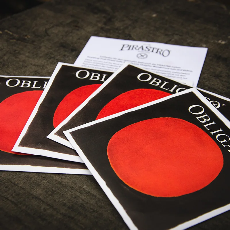 PIRASTRO Obligato Violin Strings Set E-A-D-G 4 Strings Synthetic Core E-gold/E-steel Medium Tension Ball End 4/4-1/2 Available