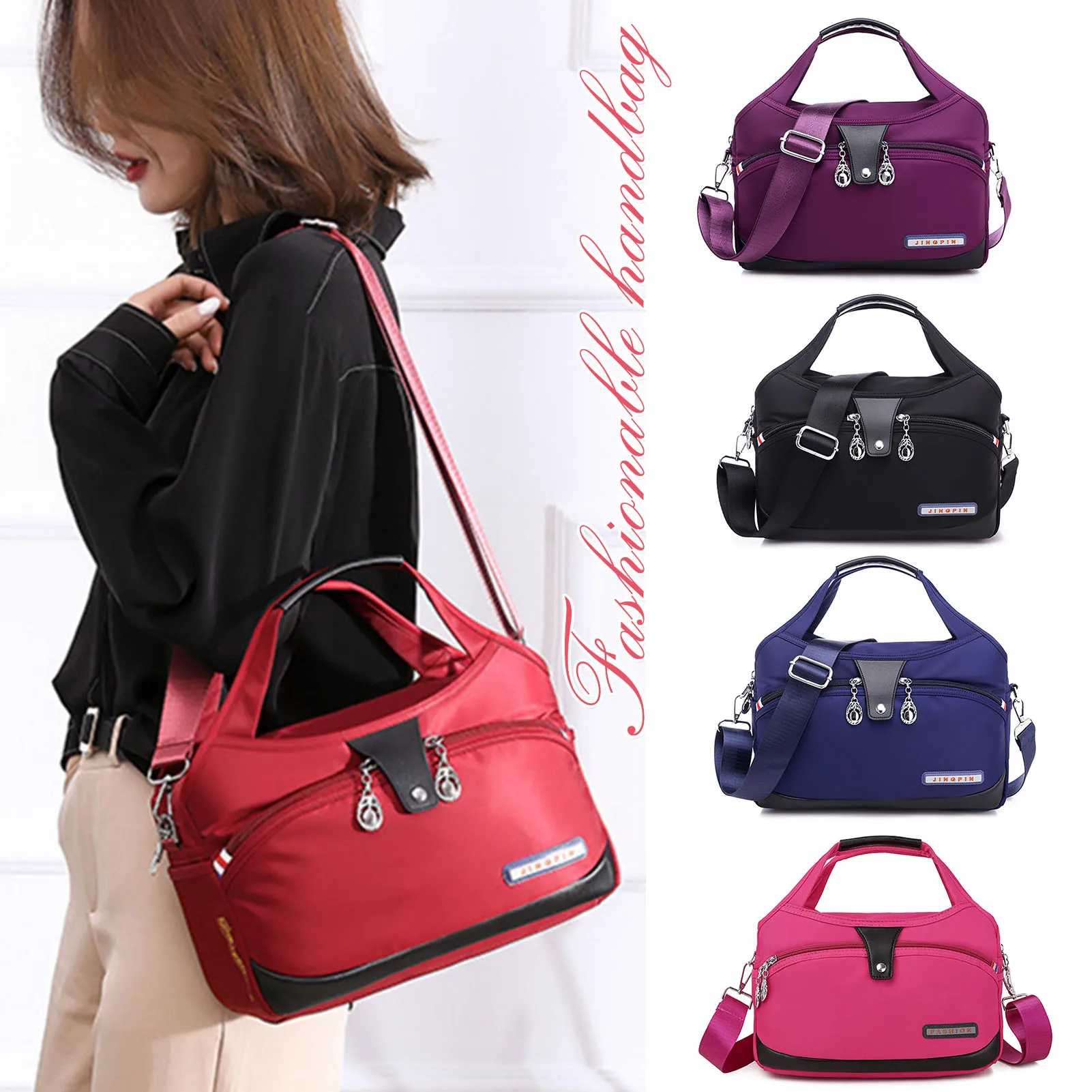 

Fashion Women Shoulder Messenger Bag Anti-theft Nylon Oxford Lightweight Waterproof Zipper Package Large Capacity Travel New