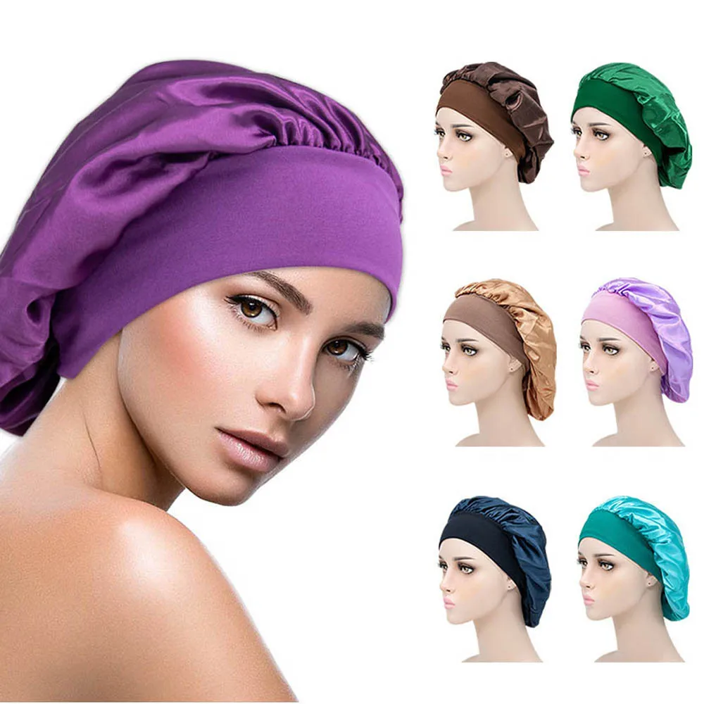 

Head Cover Shower Hat Bath Lady Nightcap Silk Women Satin Bonnet Shower Caps Hair Cap Sleeping Hat