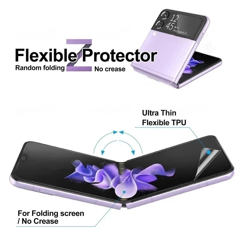 Film hydrogel 3 en 1 pour Samsung gala.com Z flip 4 3 5 5G, protecteur  d'écran avant en verre pour caméra arrière zflip4