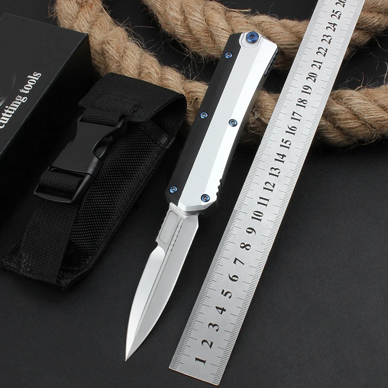 

GLYKON D2 Blade T6061 Aluminum Handle Dual Action Tactical Rescue Pocket Folding Hunting Fishing Xmas Gift Tool Knives