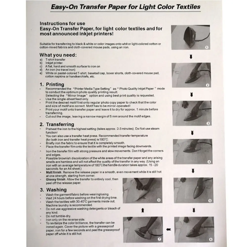 A4 DIY Thermotransferpapier für helle und dunkle Stoffe, T-Shirt-Druck auf leichten Stoffen – Detail 5