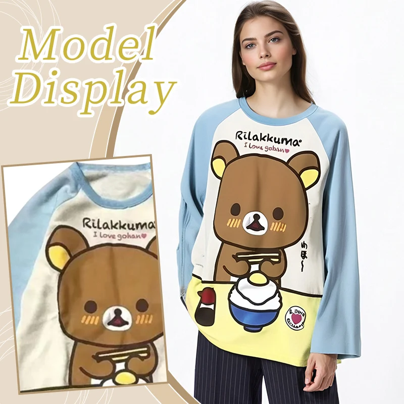 Women Long Sleeve T Shirt Casual Cartoon Print Anime