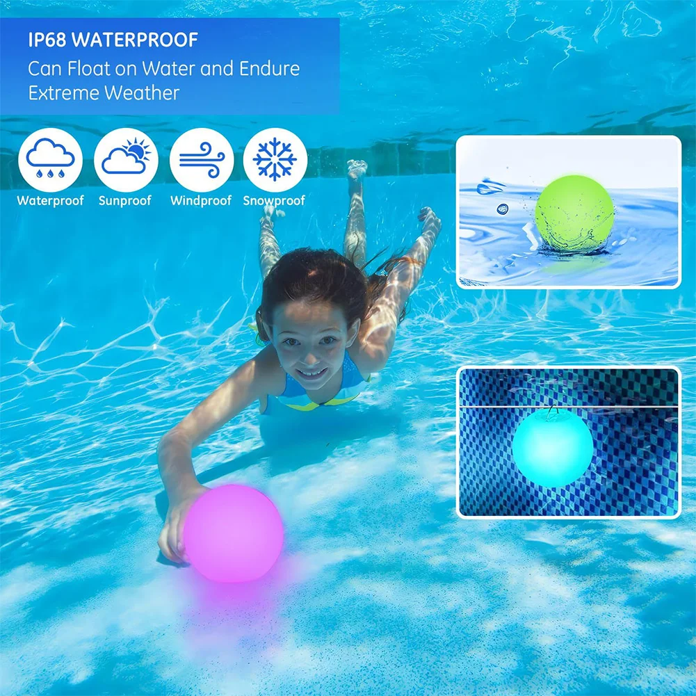 Swimming Pool Floating LED Ball Glowing Globe Night Light Waterproof Floor Street Lawn Lamp Home Party Decor 16 Colors Light