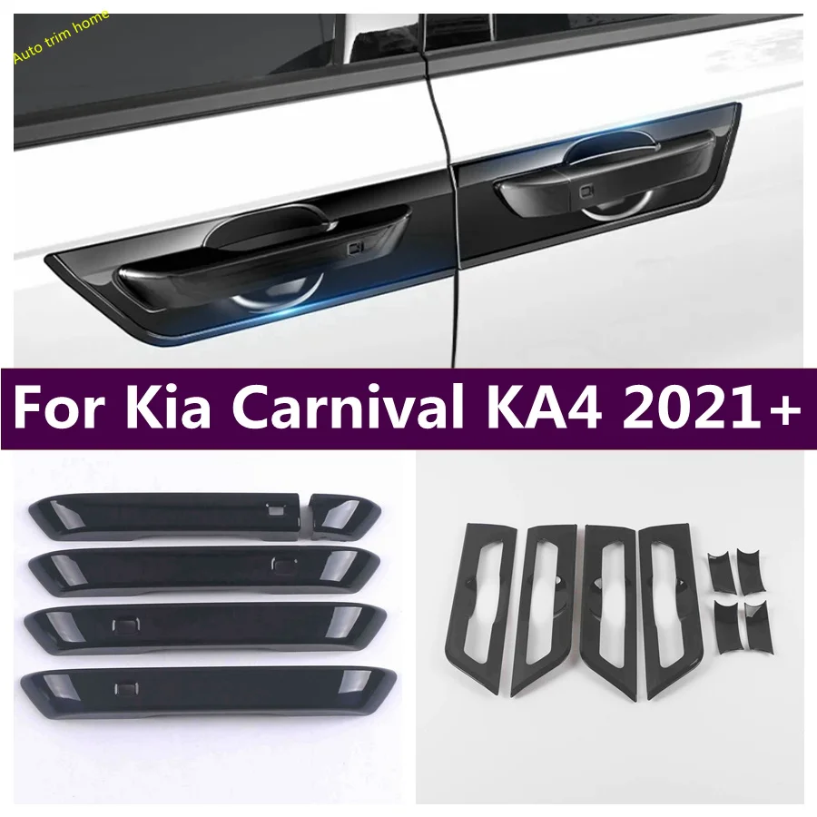 

ABS Black Car Door Handle Clasing Bowl Decoration Cover Trim Protection Accessories Fit For Kia Carnival KA4 2021 - 2023