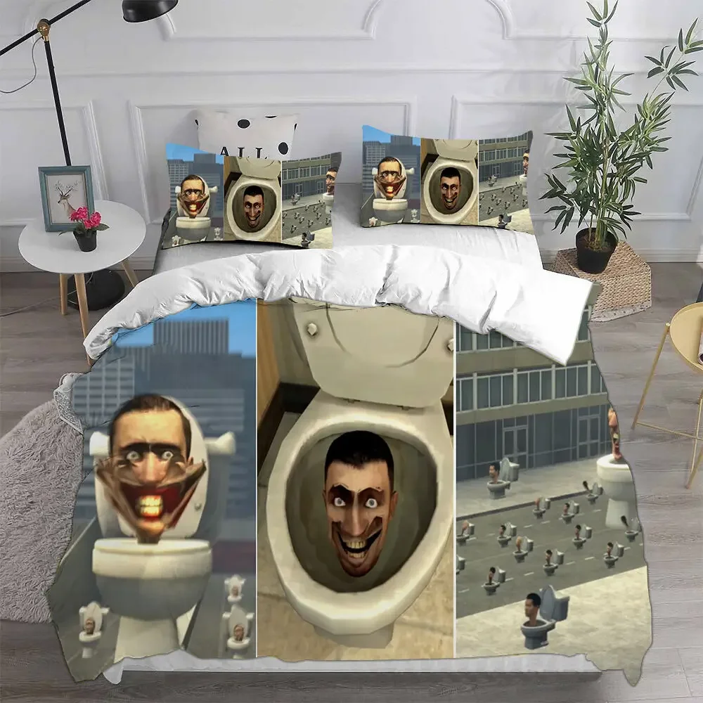 Game Skibidi Toilet Arale Comforter Bedding Sets Quilt Bed Cover Duvet Cover Pillow Case 2-3 Pieces Sets Kids Adult Size