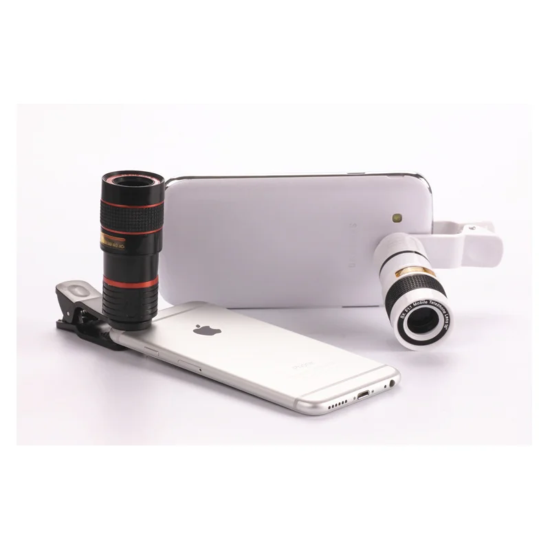 Universal Phone Lens with Clip 8X Zoom Phone Camera Telephoto Len Monocular Telescope Phone Universal Optical Telescope Lens Kit