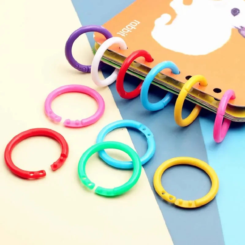 50Pcs/Bag Plastic Colors Ring Binder 15-40mm DIY Albums Loose-leaf Book Hoops Opening Office Binding Supplie Photo Album plastic binding coil loose leaf binding coil plastic binding rings metal ring binder metal binder ring notebook accessories