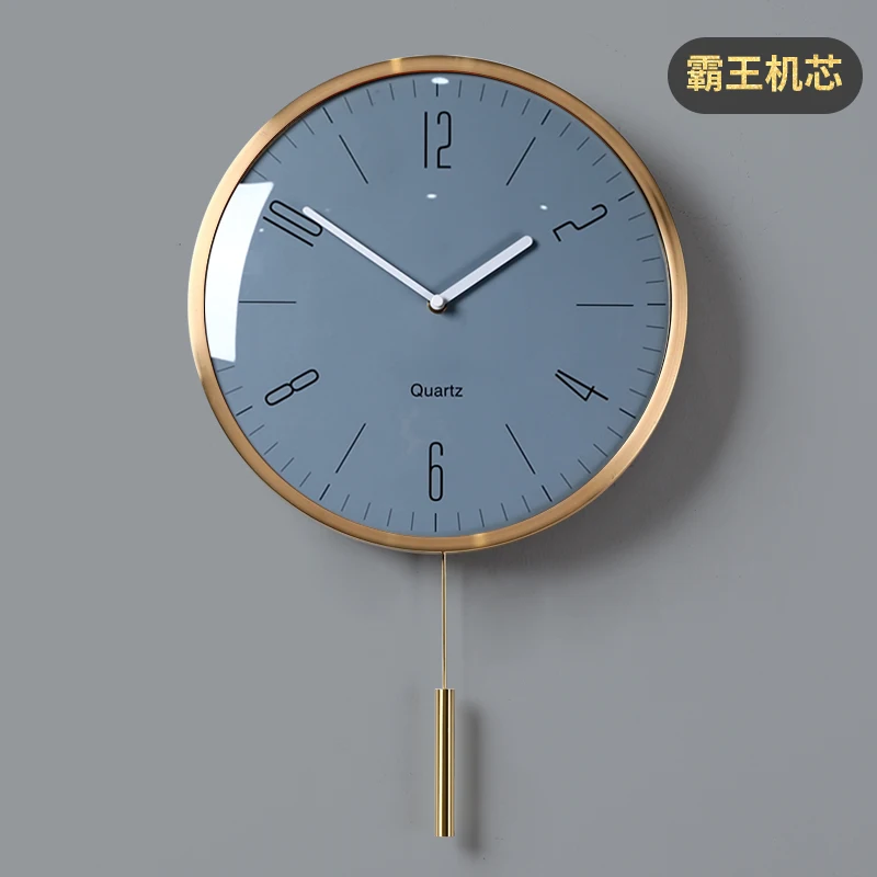 Gold Pendulum Metal Wall Clock Color:Blue;Sheet Size:38X90CM