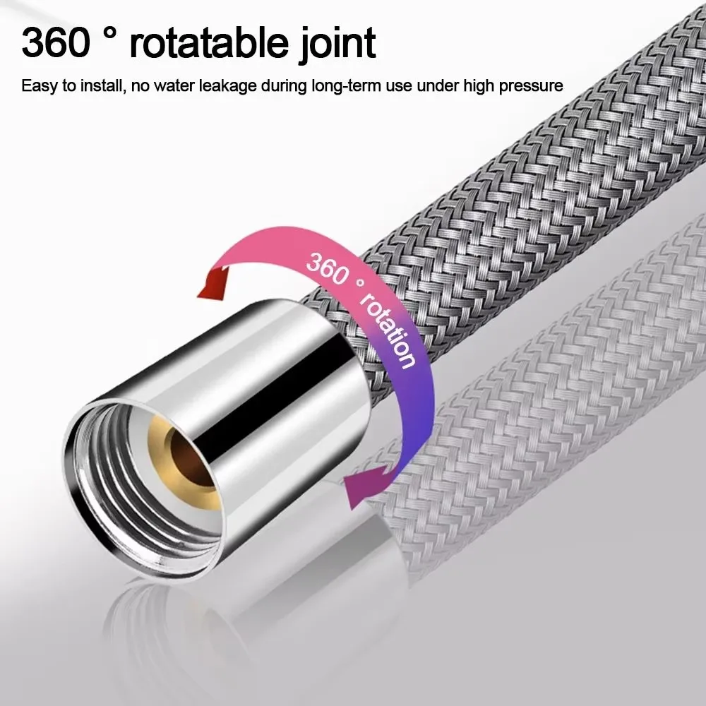 Plumbing Hose Shower Hose Plumbing Supply Hose 1.5/2.0 Meter Bathroom Nylon High Pressure Smooth Shower Hose Flexible Handheld Anti Winding GI/2 Universal Pipe Tube