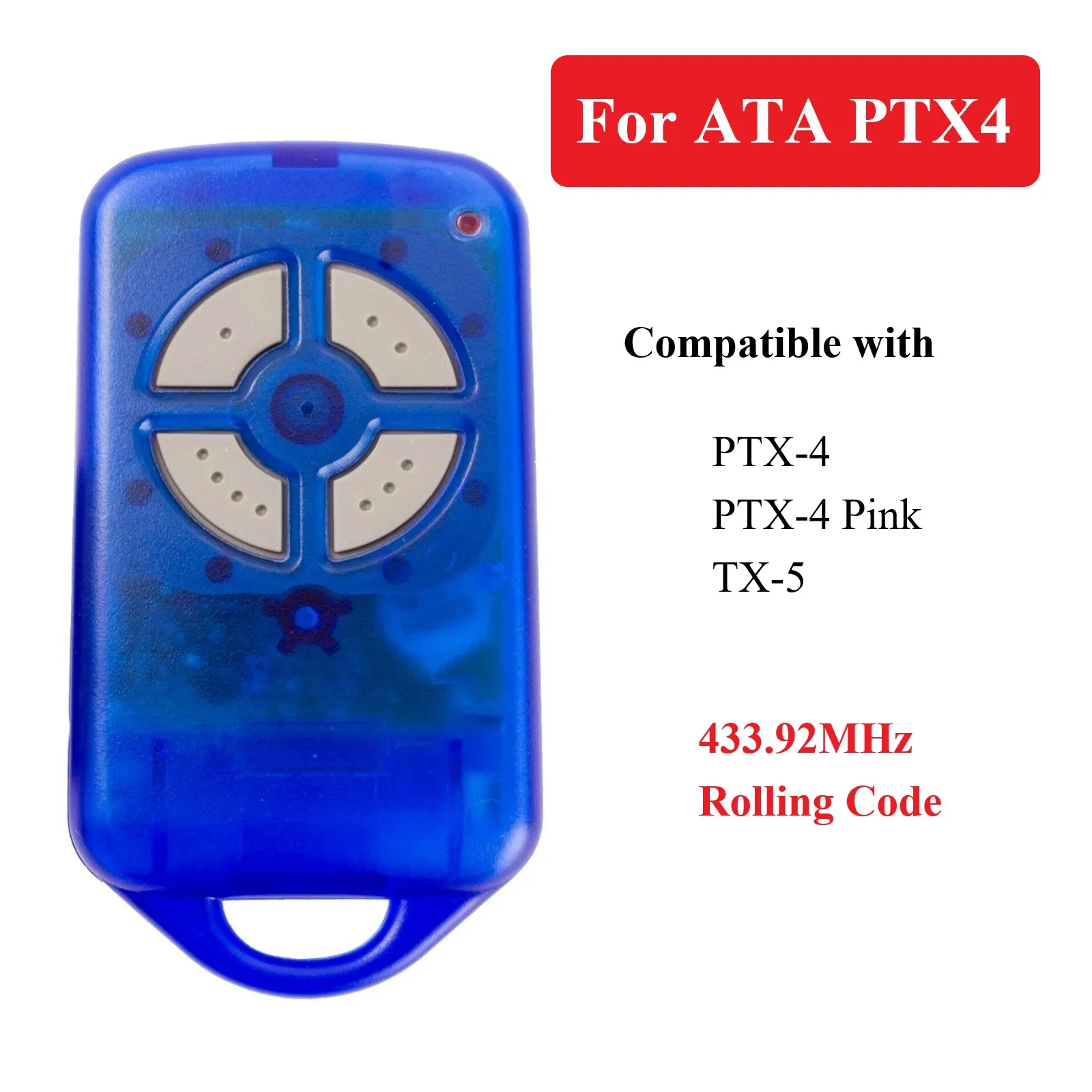 For ATA PTX4 PTX4-Pink Herculift Garage Door Remote Control 433.92MHZ Rolling Code