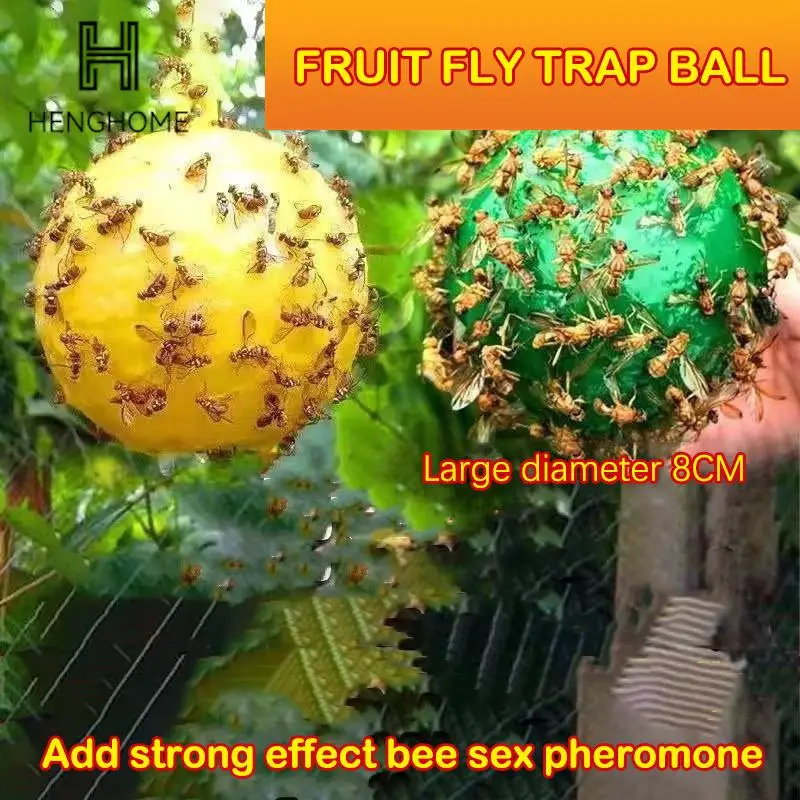 1Pc Hanging Fly Trap Ball Fruit Fly Killer Verde Giallo Per Cucina Non Tossico Gnat Killer Fly Catcher Pest Insect Control