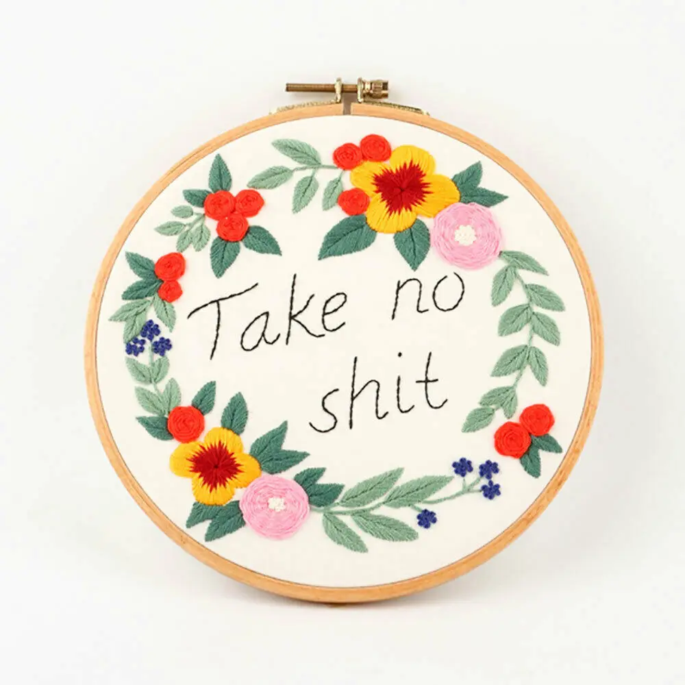 Floral Embroidery Craft Kit - Punch Needle & Cross Stitch Set