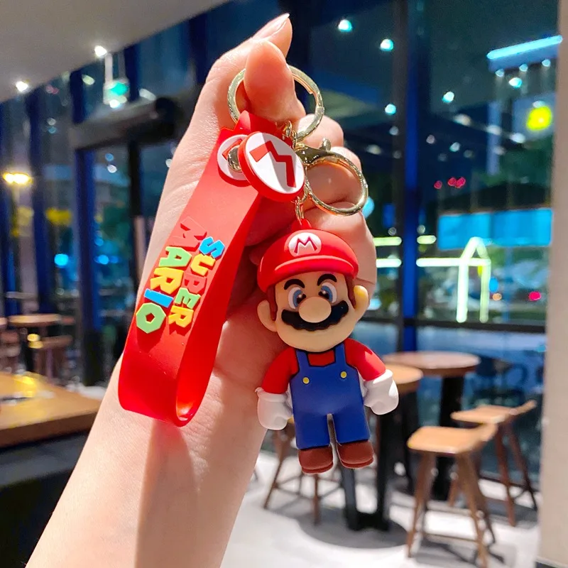 Super Mario Bros Game Stitch Disney Keychain wonder Action Figure Toy PVC Silicone Pendant Car Cartoon Bag Pendant Jewelry Gifts