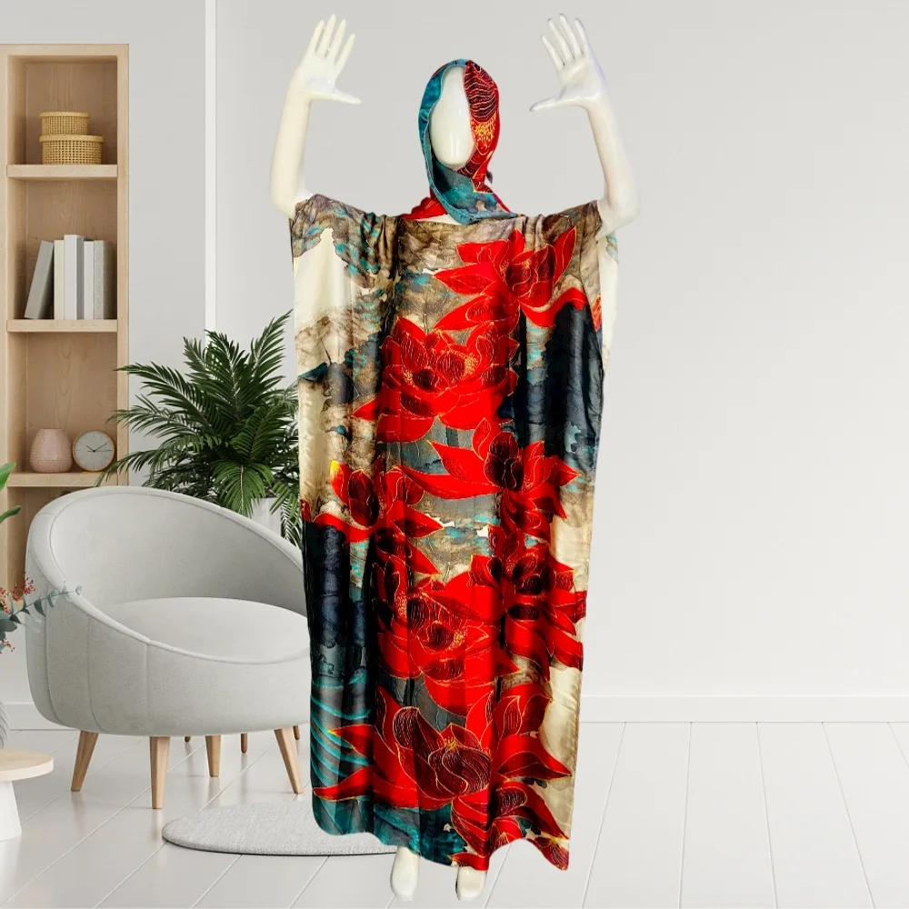 

2023 African Dresses for Women Summer Autumn Plus Size Printing Long Dress African Robes Dashiki African Clothing Muslim Abaya