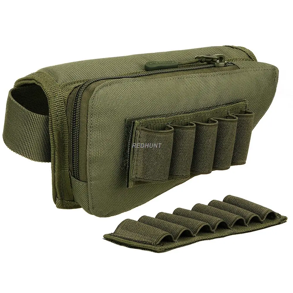 Tactical Rifle Shotgun Buttstock Cheek Rest 12 20 Gauge 5/7 Round Ammo Shell Nylon Stick Magazine Pouch Holder Bandolier