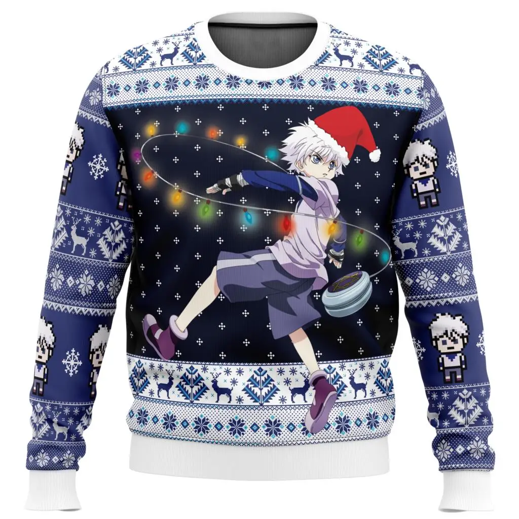 

Killua Zoldyck V2 Hunter X Hunter Ugly Christmas Sweater Gift Santa Claus Pullover Men 3D Sweatshirt And Top Autumn And Winter