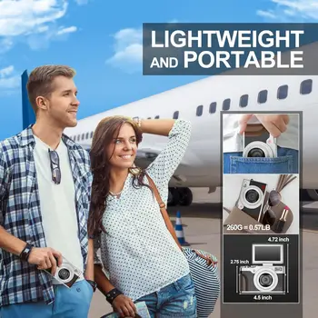 NBD Digital Camera 56MP Cameras for Photography 4K Camera 180°Flip Screen Digital Camera with 16X Digital Zoom Compact Camera 5