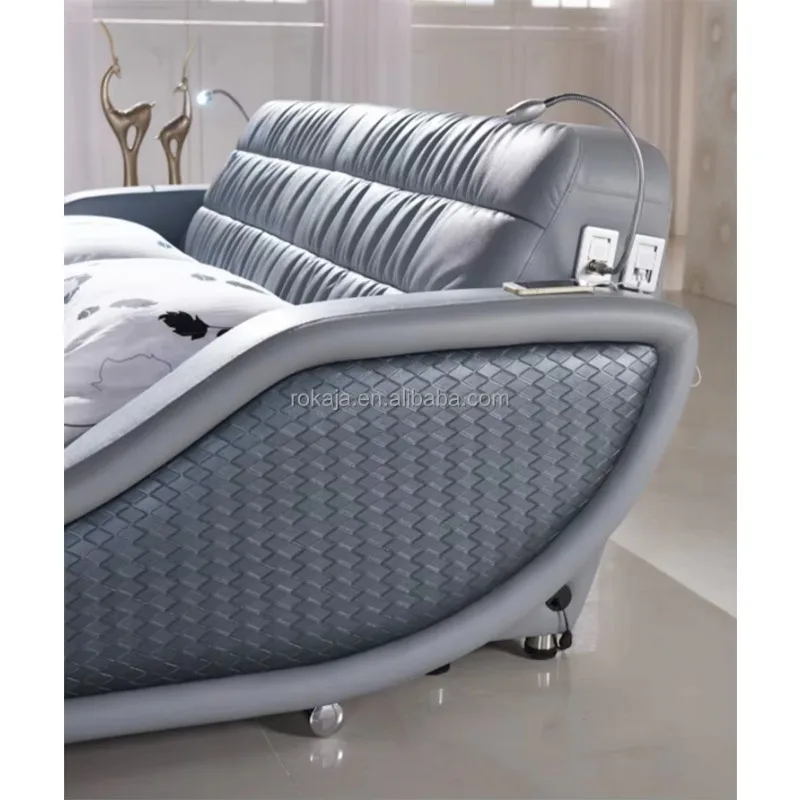 Minimalist Bedroom Set With LED Light Cheap Modern Luxury Bed Hotel Soft Beds