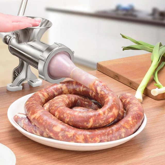 Manual Meat Grinder, Meats Grinding Machine Sausage Stuffer Filler Hand  Cranked Mincer Aluminum Alloy Meat Processor for Chop Ground Beef Pork