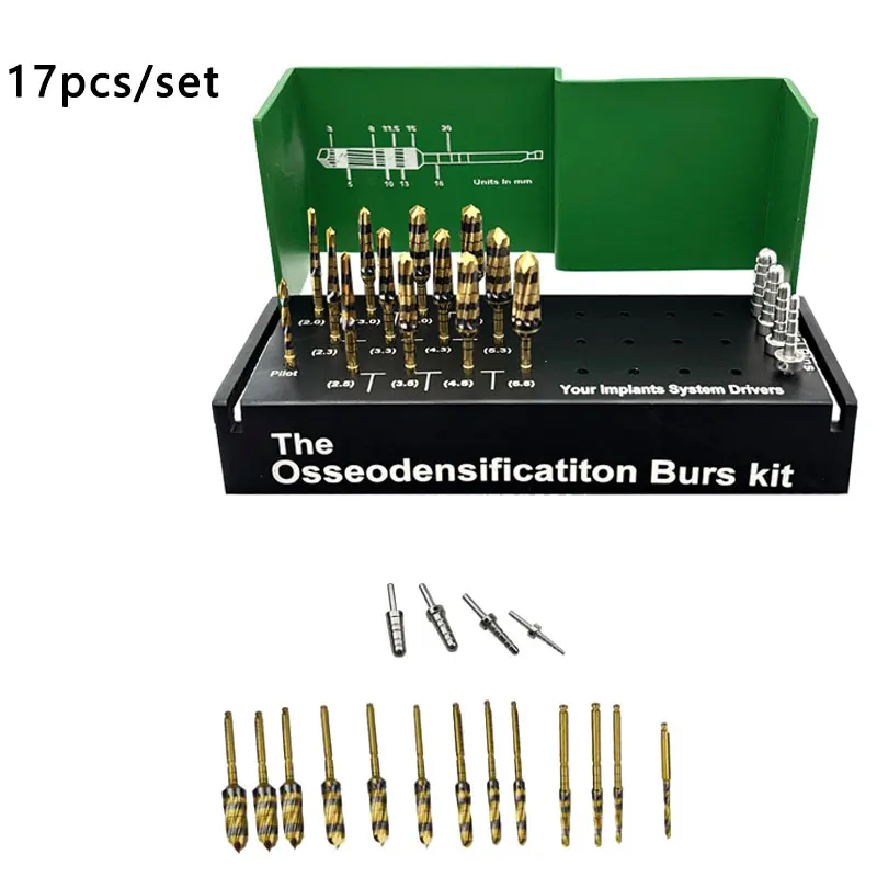 

17Pcs/kit Dental Osseodensification Burs Kit Dental Implant Kit Maxillary Sinus Lift Drills Dentist Lab Oral Instrument Kit