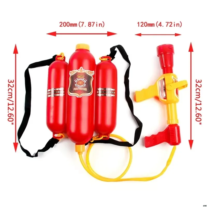Fireman Role Play Pool Toys Fire Extinguisher Watergun Large Capacity Water Gun Fire Backpack Water Gun Firefighter Toy 6