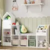 Vabches kids Bookcase with Seat Cushion Children's Bookshelf with 7 Open Storage Cubbies&3-Tier Book Organizer Toy Storage Chest 1