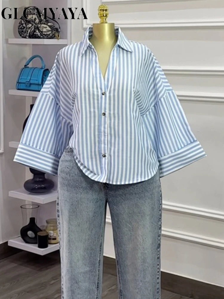 CM.YAYA 2025 automne femmes à manches longues simple boutonnage taille haute Blouse et chemise rue décontracté ample OL hauts chemises