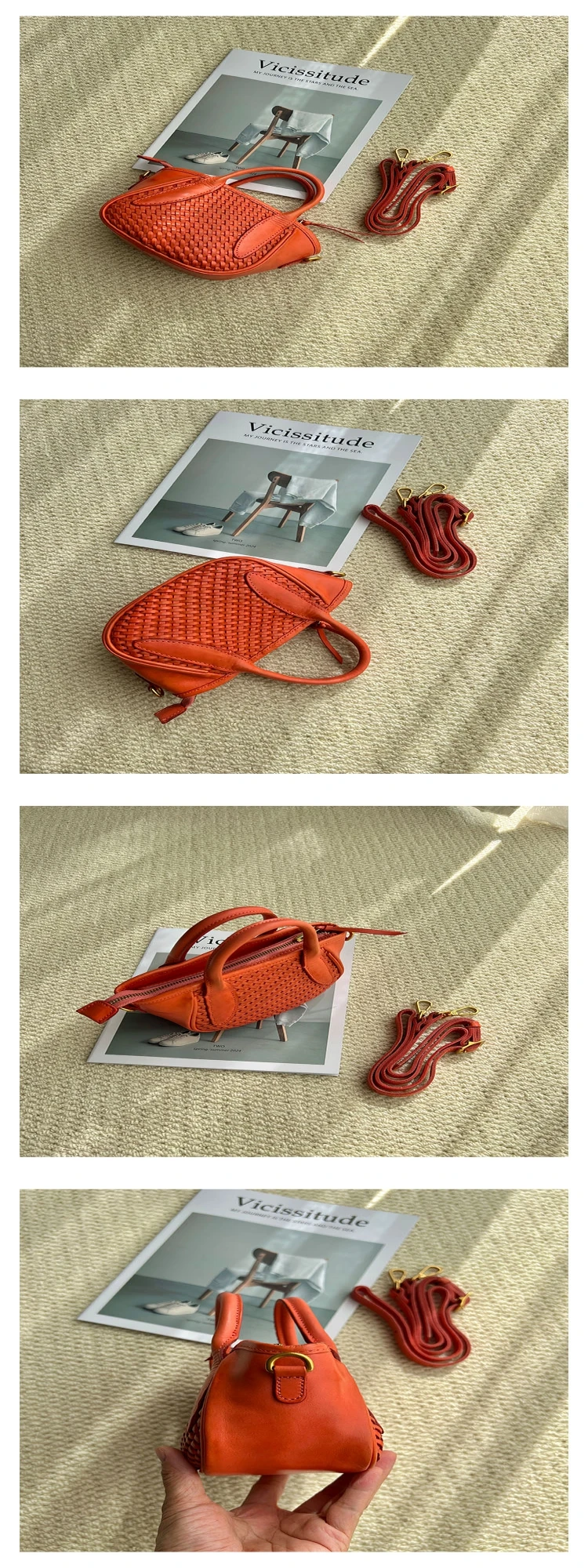 PNDME mode handgemachte gewebt erste schicht rindsleder frauen handtasche im freien party echtes leder kleine nette schulter umhängetasche – Detail 3