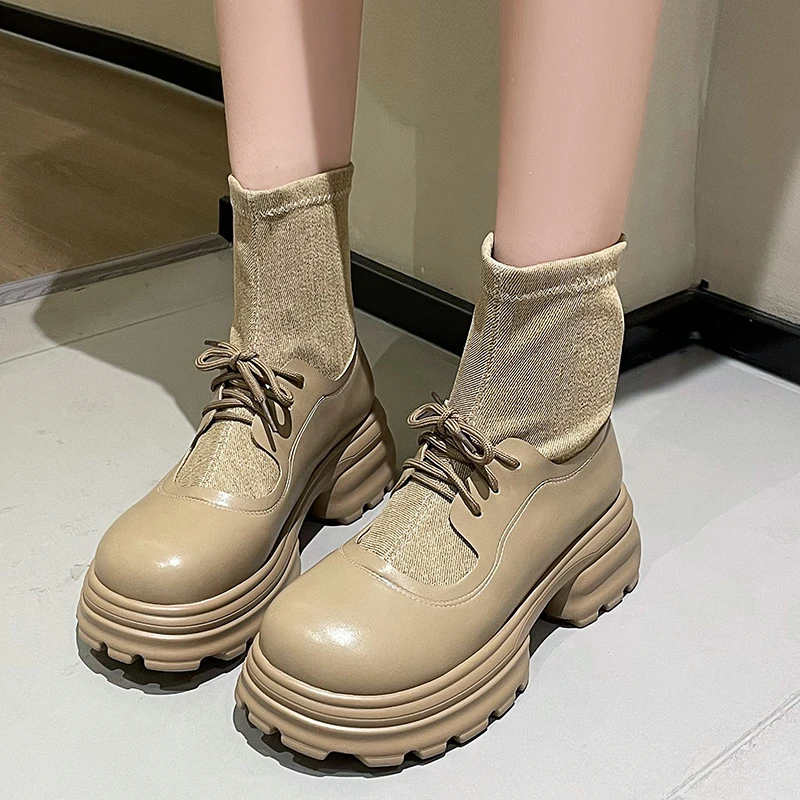 

Women Platform Ankle Chelsea Boots Winter Designer New Mid Heels Shoes Zipper Motorcycle Boots Chunky Goth Snow Pumps Botas