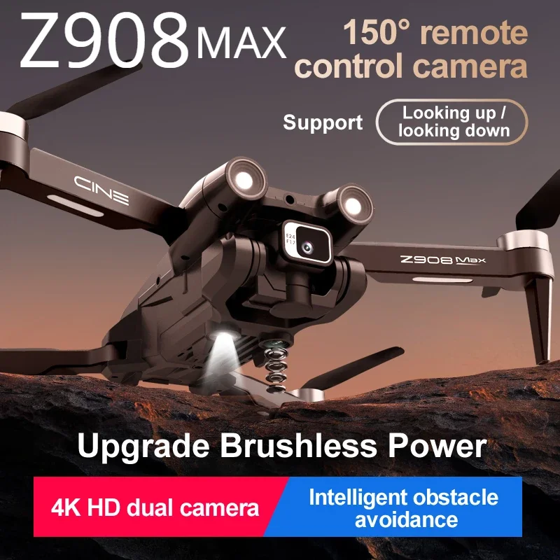 전문 브러시리스 장애물 회피 항공 사진 RC 접이식 쿼드콥터, 4K HD 듀얼 카메라, Z908 미니 드론, 신제품